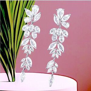 Elegant Silver Swarovski Crystal Drop Earrings